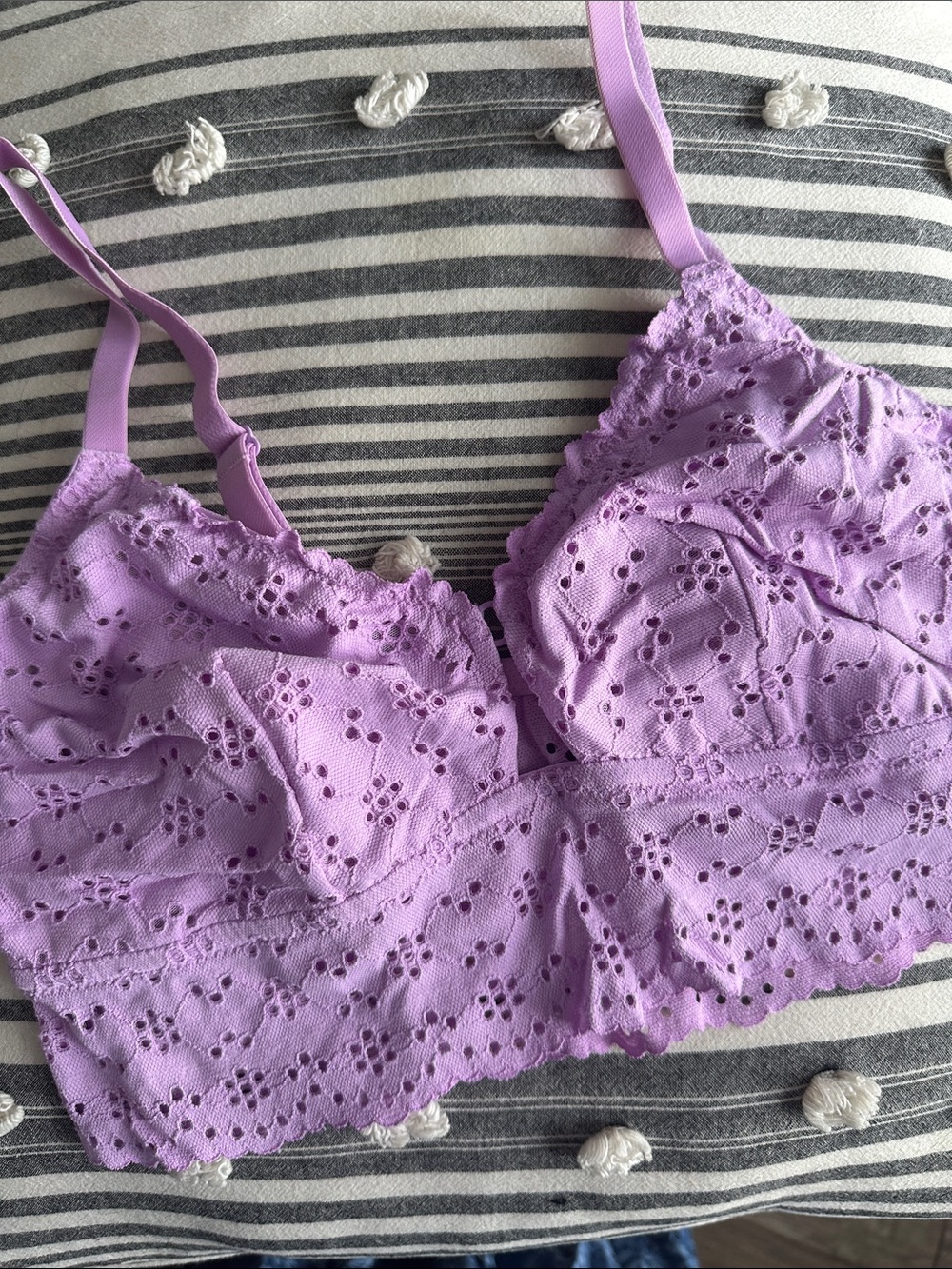 Colsie Lavender Eyelet Lace Bralette